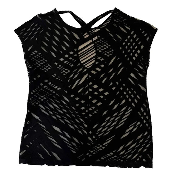 Soma Women's Small Sheer Black Keyhole Standout Burnout Tunic - Picture 2 of 5